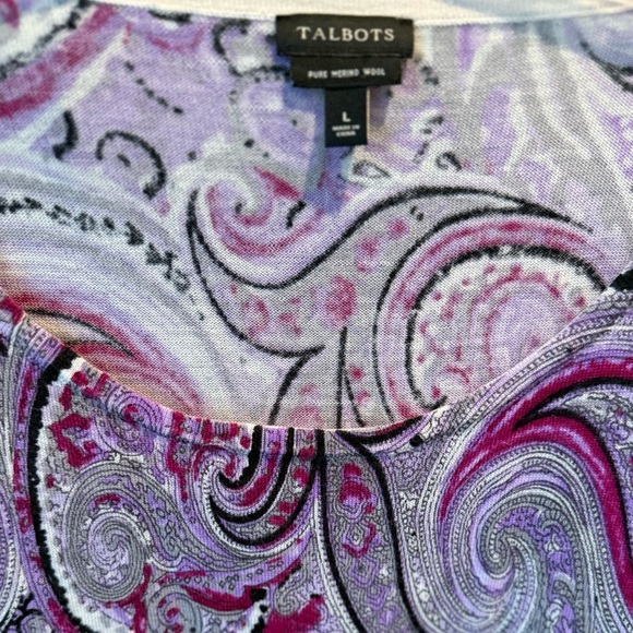 EUC TALBOTS Wool Paisley Pattern Sweater Sz L Freshly Drycleaned! - Picture 6 of 11